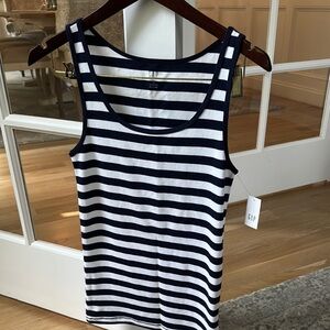GAP Navy and White Fitted Sleeveless Tank Top